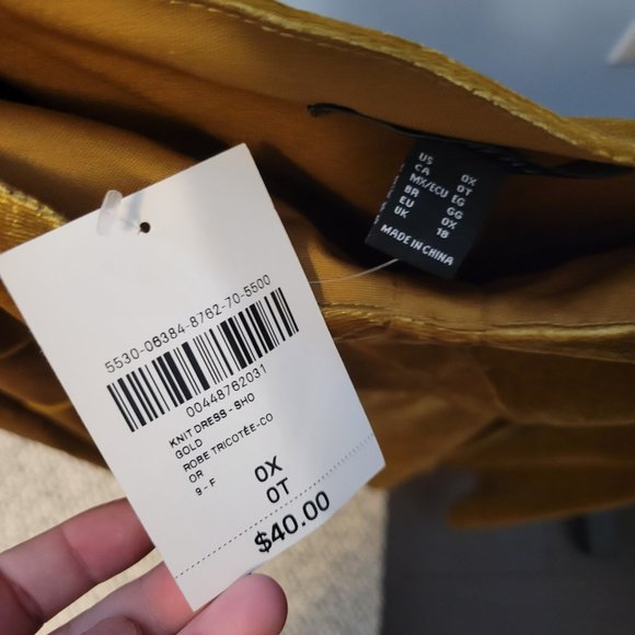 Gold Velvet Off The Shoulder Babydoll Dress - Picture 3 of 3